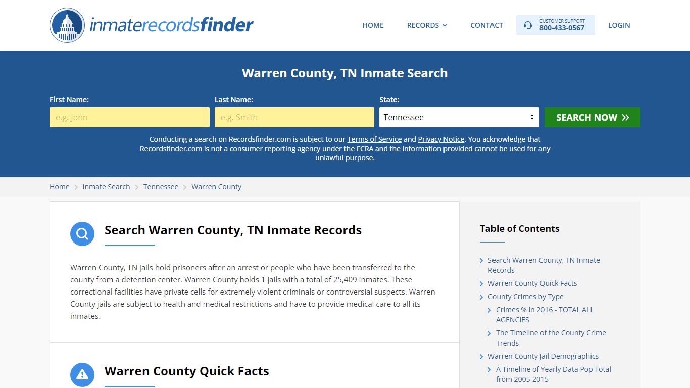 Warren County, TN Inmate Lookup & Jail Records Online