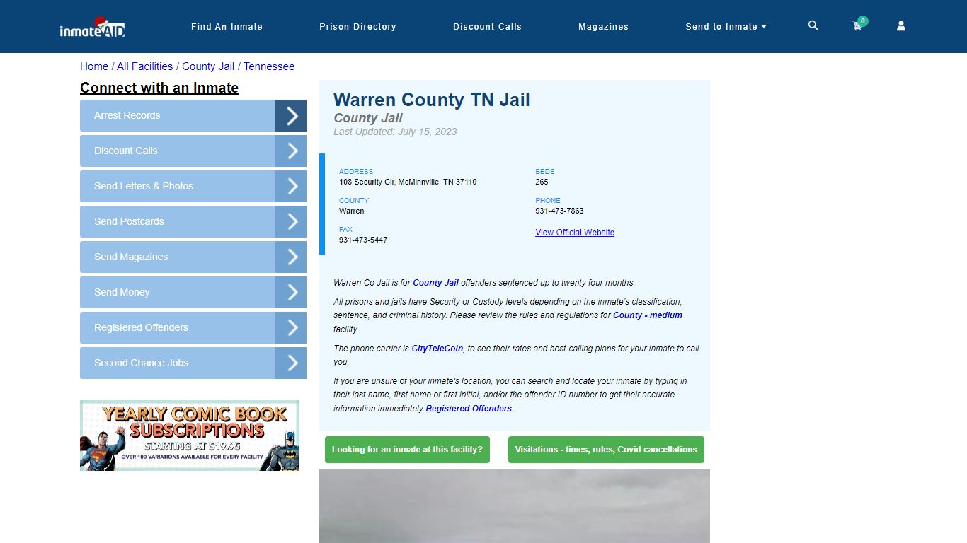 Warren County TN Jail - Inmate Locator - McMinnville, TN